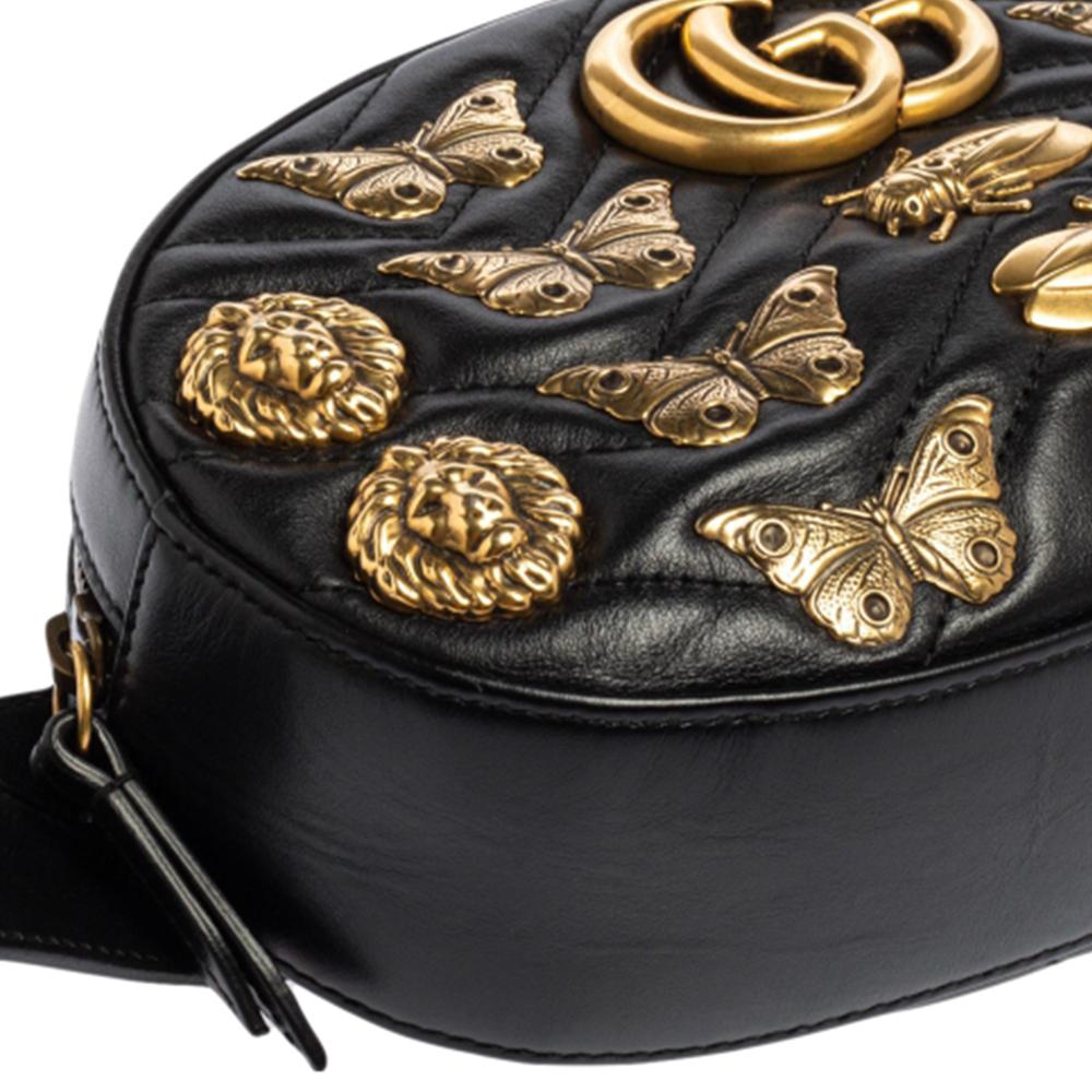 Gucci Black GG Marmont Matelasse Leather Animal Stud Belt Accessory Gucci  The Luxury Closet