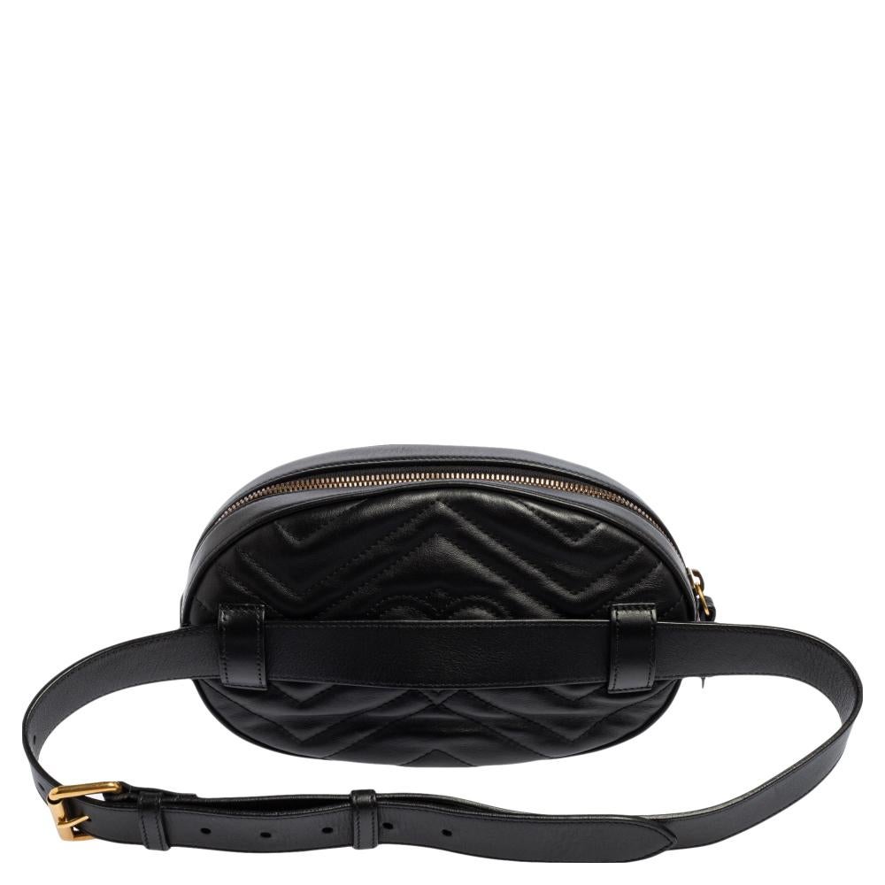 Gucci Black Leather Animal Stud GG Marmont Belt Bag 4
