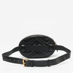 Gucci Black Leather Animal Stud GG Marmont Belt Bag