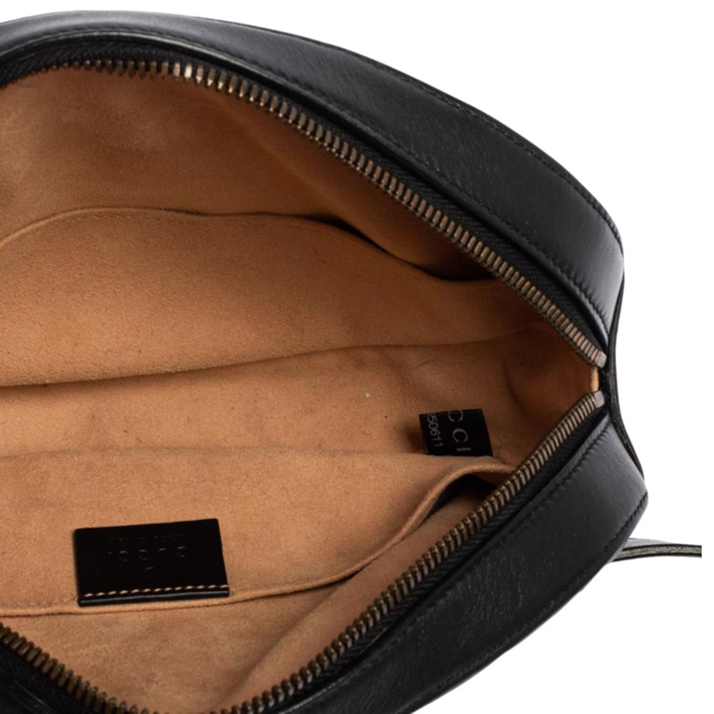 Women's Gucci Black Leather Animal Stud GG Marmont Belt Bag
