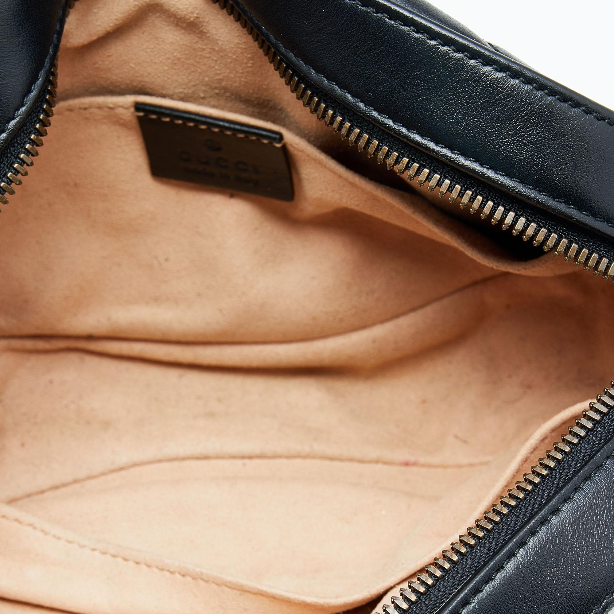 Gucci Black Leather Animal Studs GG Marmont Belt Bag 3