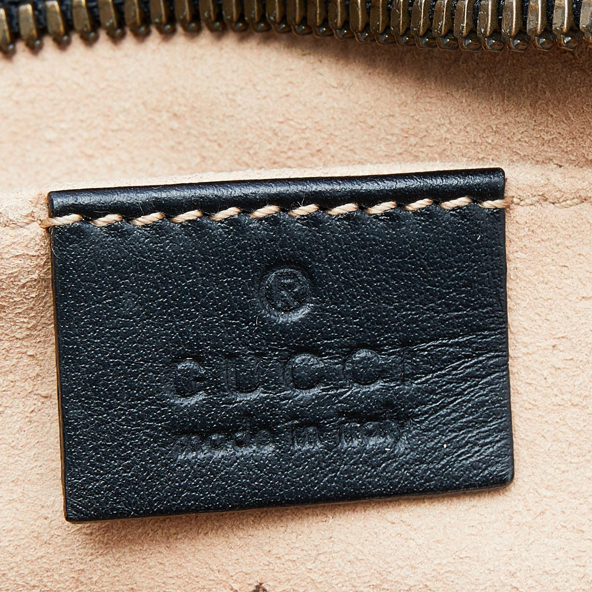 Gucci Black Leather Animal Studs GG Marmont Belt Bag 4