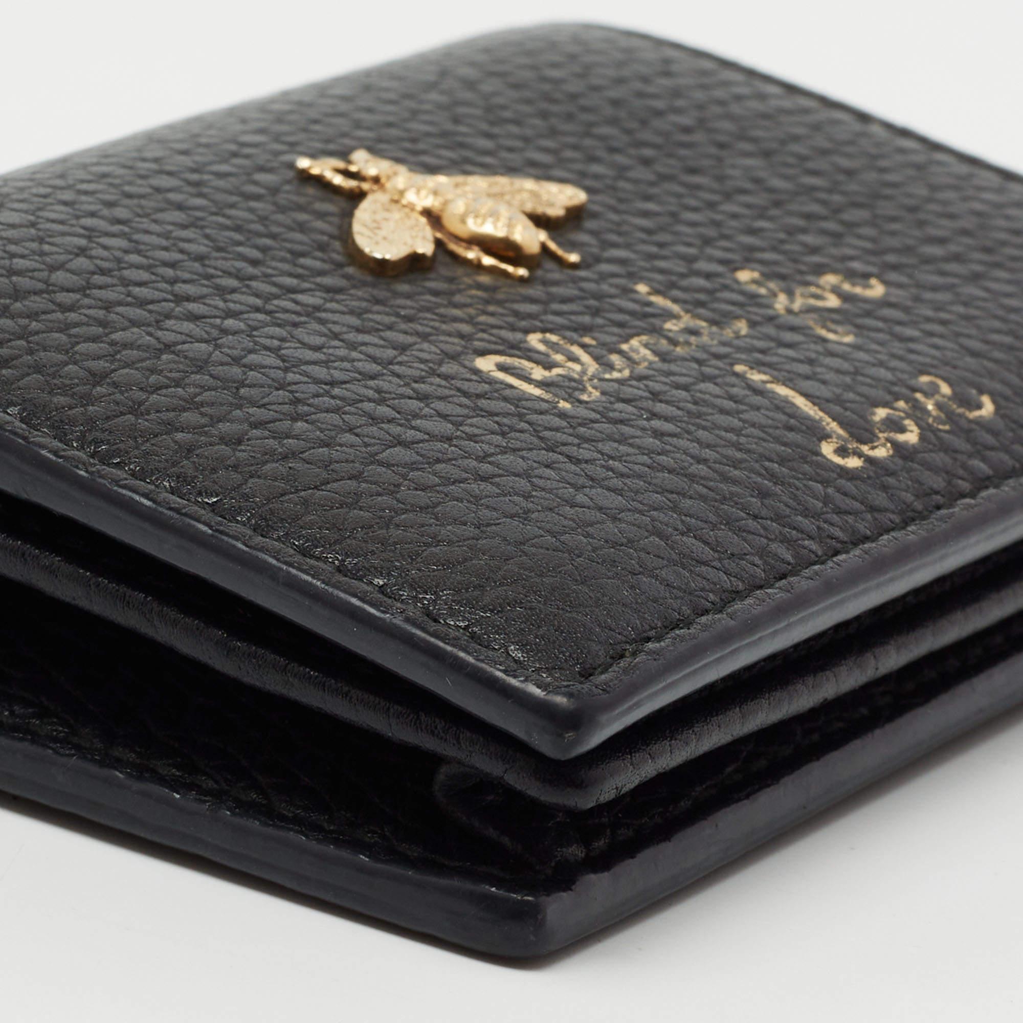 Gucci Black Leather Animalier Card Case 3