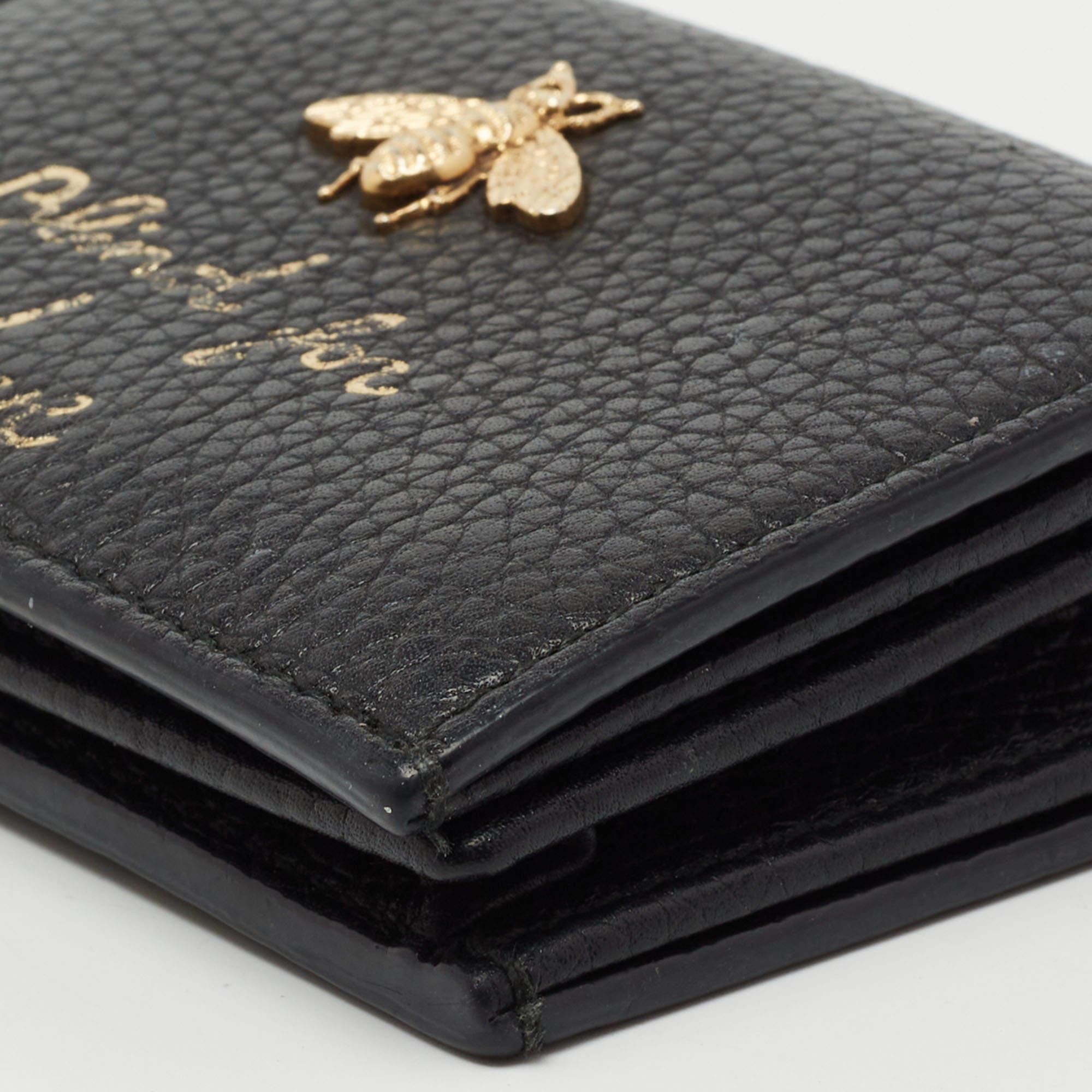 Gucci Black Leather Animalier Card Case 5