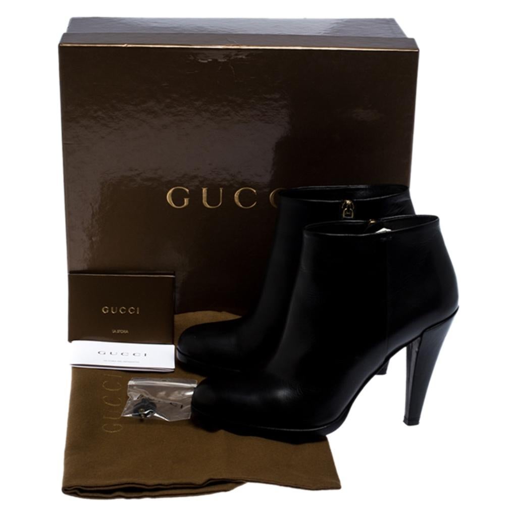 Gucci Black Leather Ankle Booties Size 38.5 4