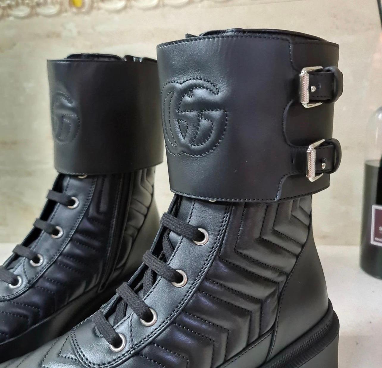 Gucci Black Leather Ankle Boots In New Condition In Krakow, PL