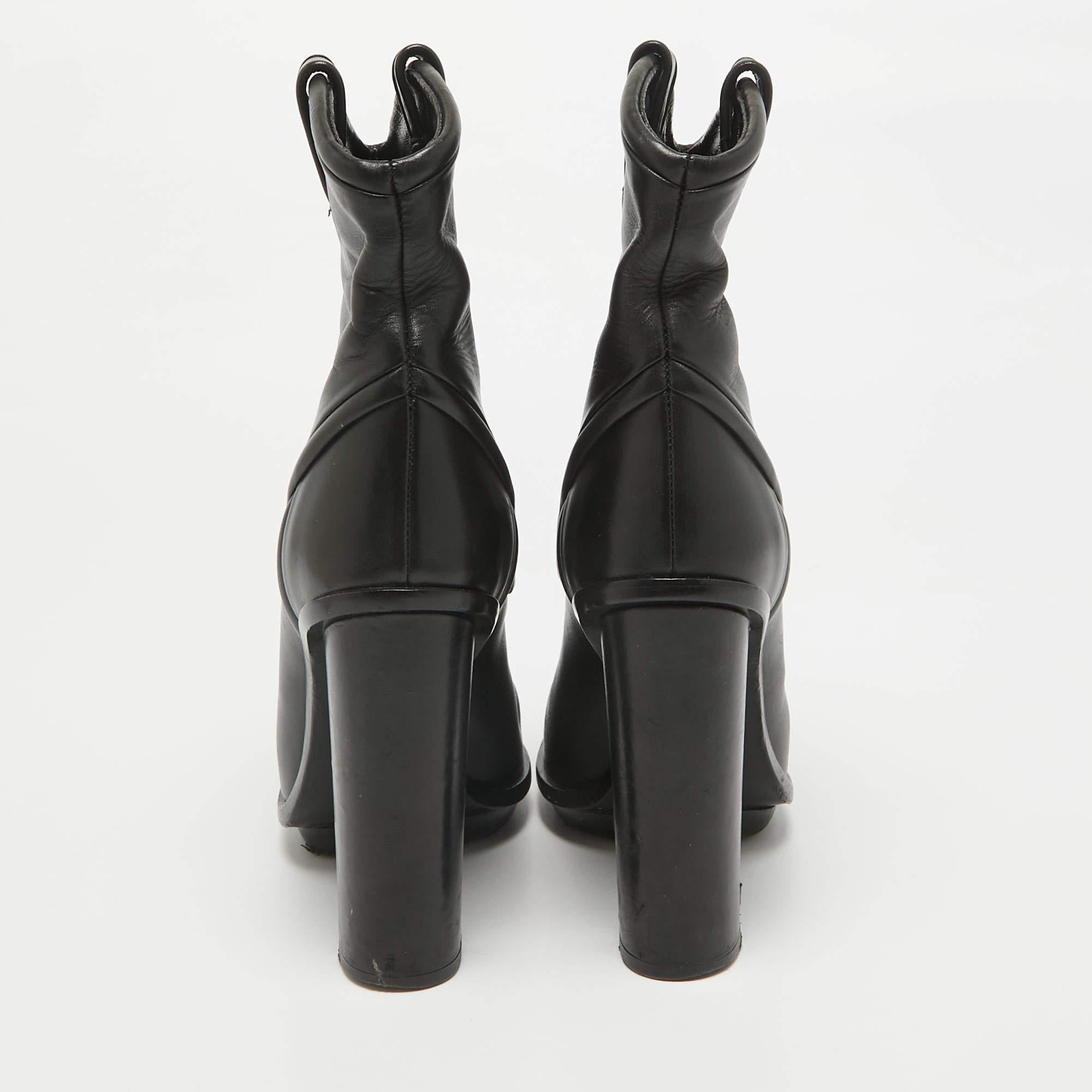 Gucci - Bottines en cuir noir - Taille 38 Pour femmes 