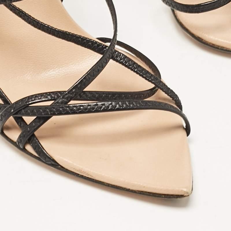 Gucci Black Leather Ankle Strap Sandals Size 38 For Sale 3