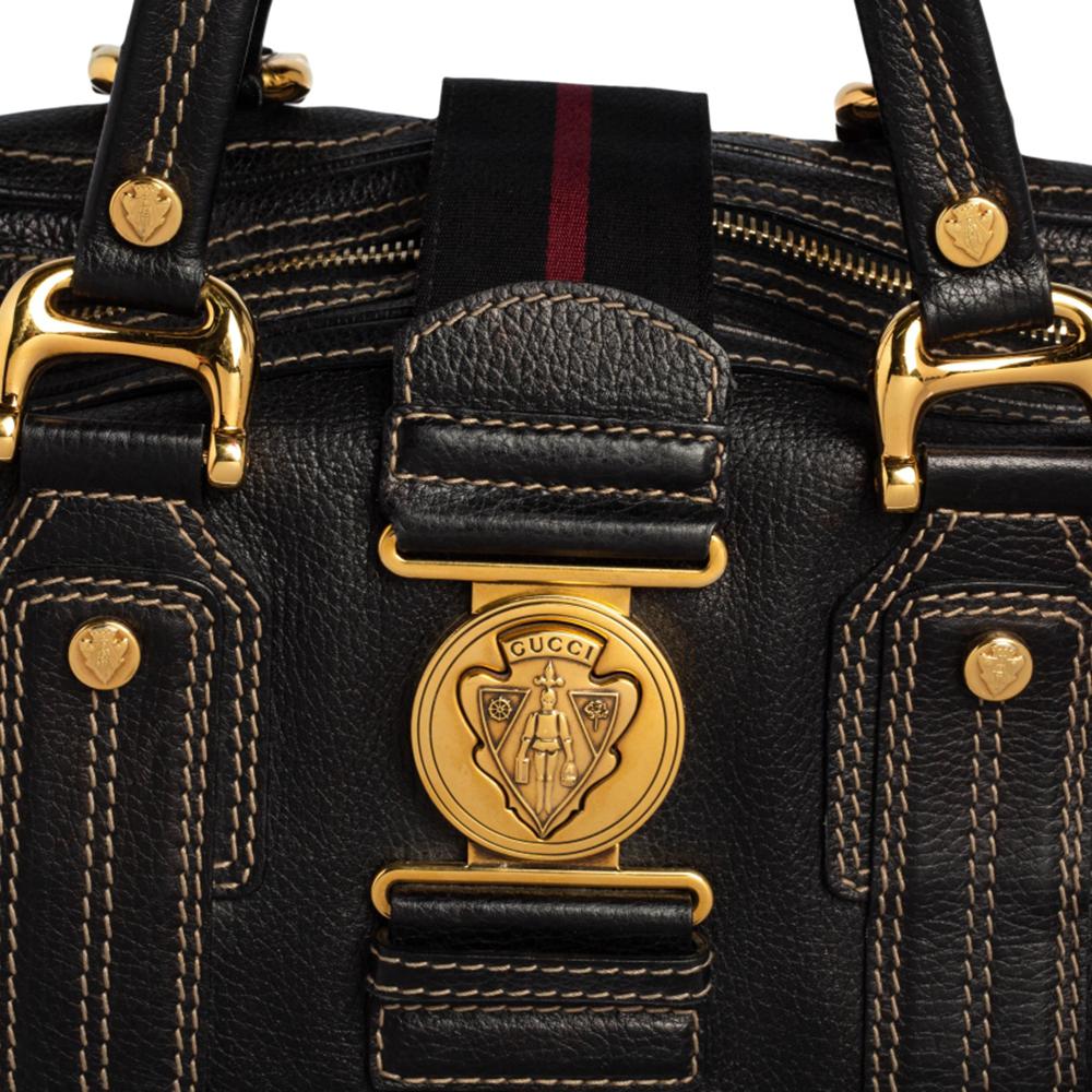 Gucci Black Leather Aviatrix Large Boston Bag 6