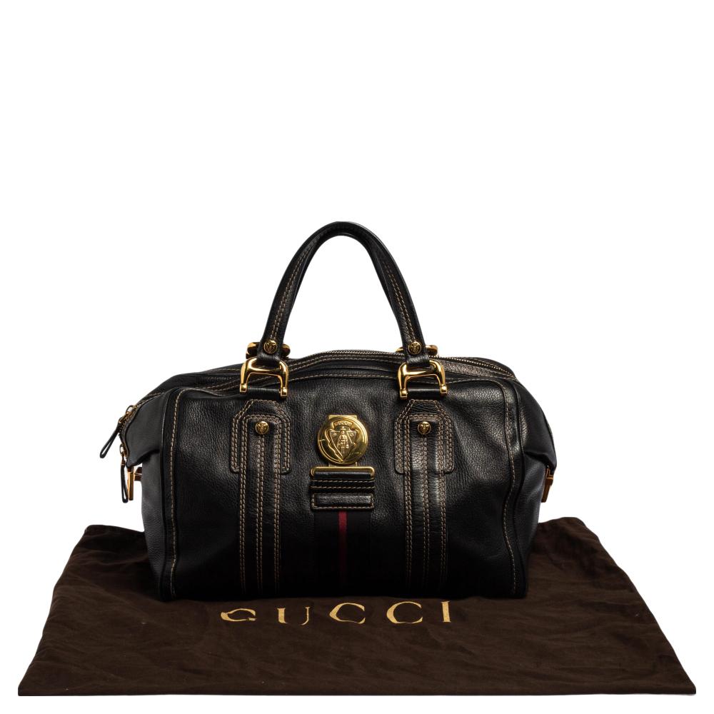 Gucci Black Leather Aviatrix Large Boston Bag 8