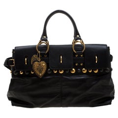 Gucci Black Leather Babouska Belted Tote