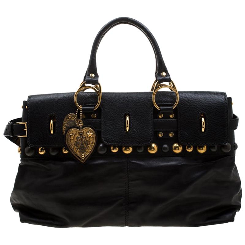 Gucci Black Leather Babouska Belted Tote