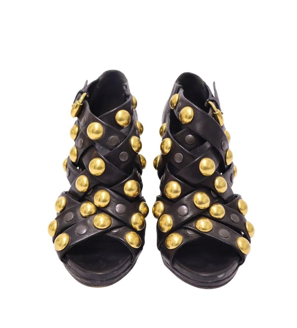 Gucci Black Leather Babouska Crisscross Booties Size EU 37 For Sale 1