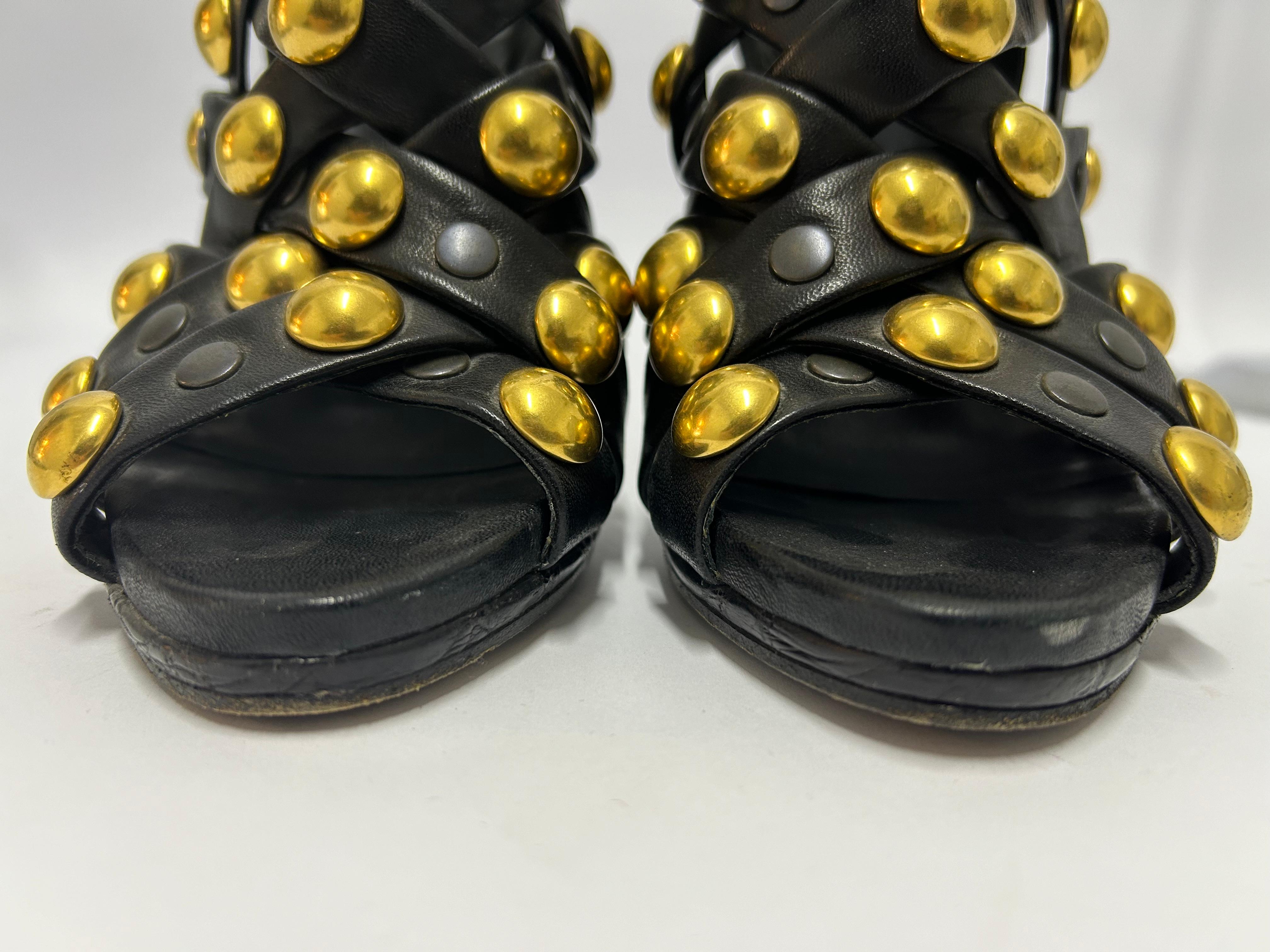 Gucci Black Leather Babouska Crisscross Booties Size EU 37 For Sale 3