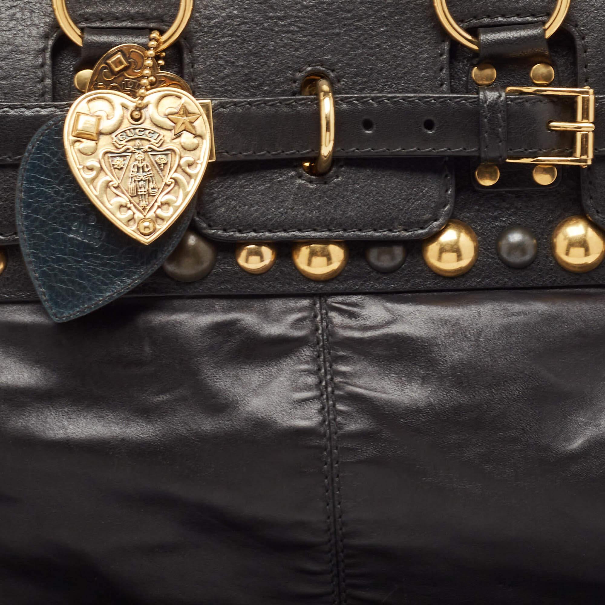 Gucci Black Leather Babouska Flap Satchel 4
