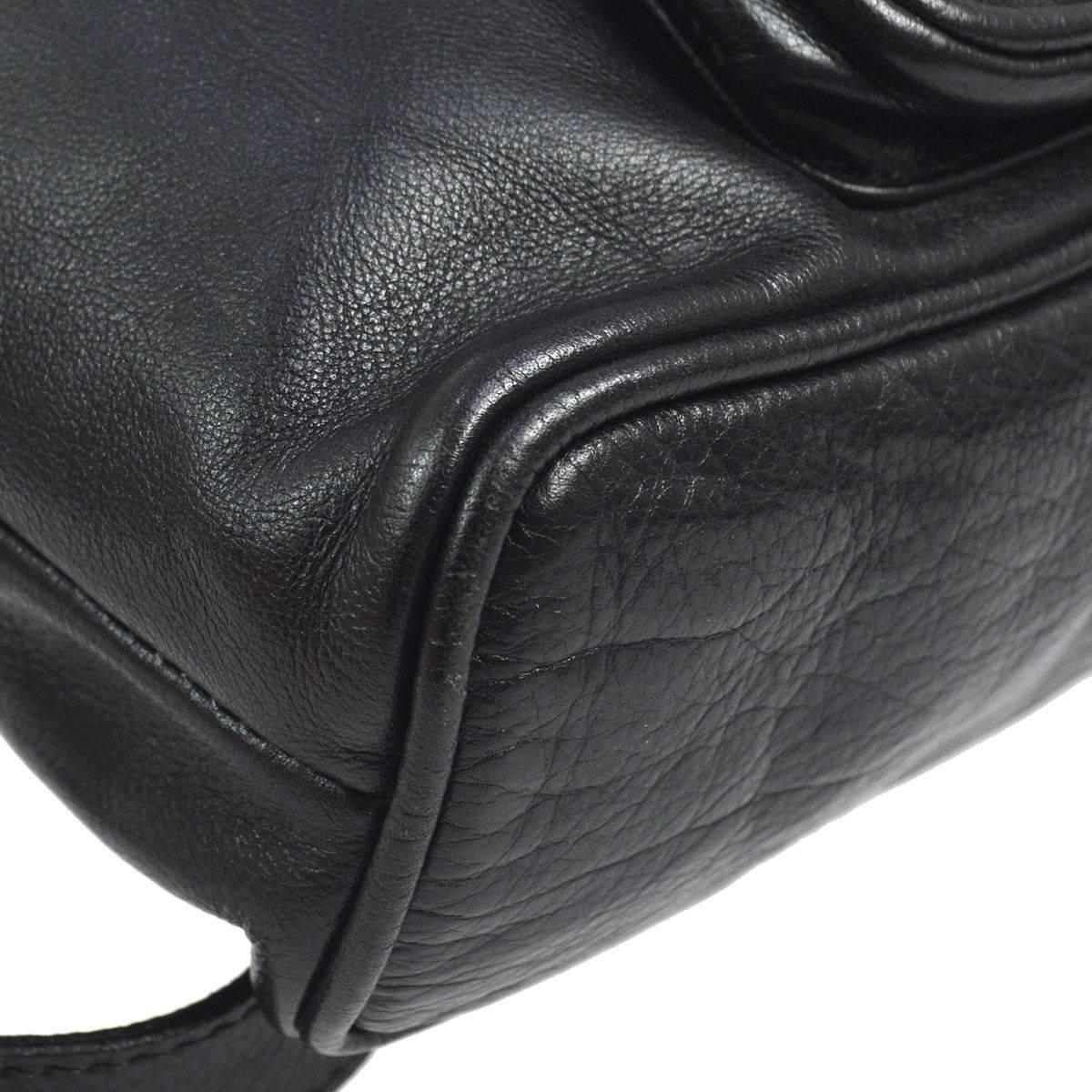 Women's Gucci Black Leather Bamboo 2 in 1 Top Handle Satchel Shoulder Backpack Bag