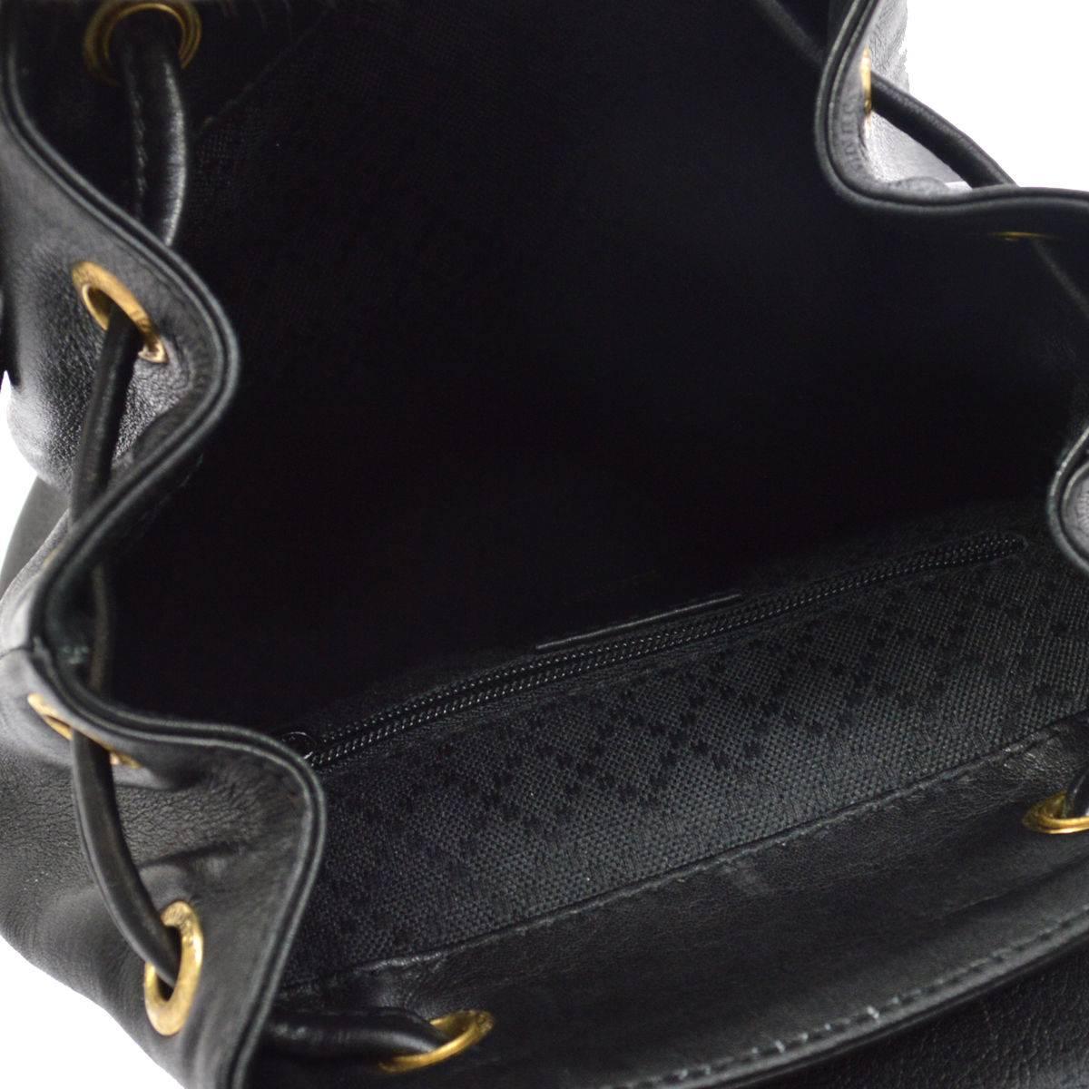 Gucci Black Leather Bamboo 2 in 1 Top Handle Satchel Shoulder Backpack Bag 1