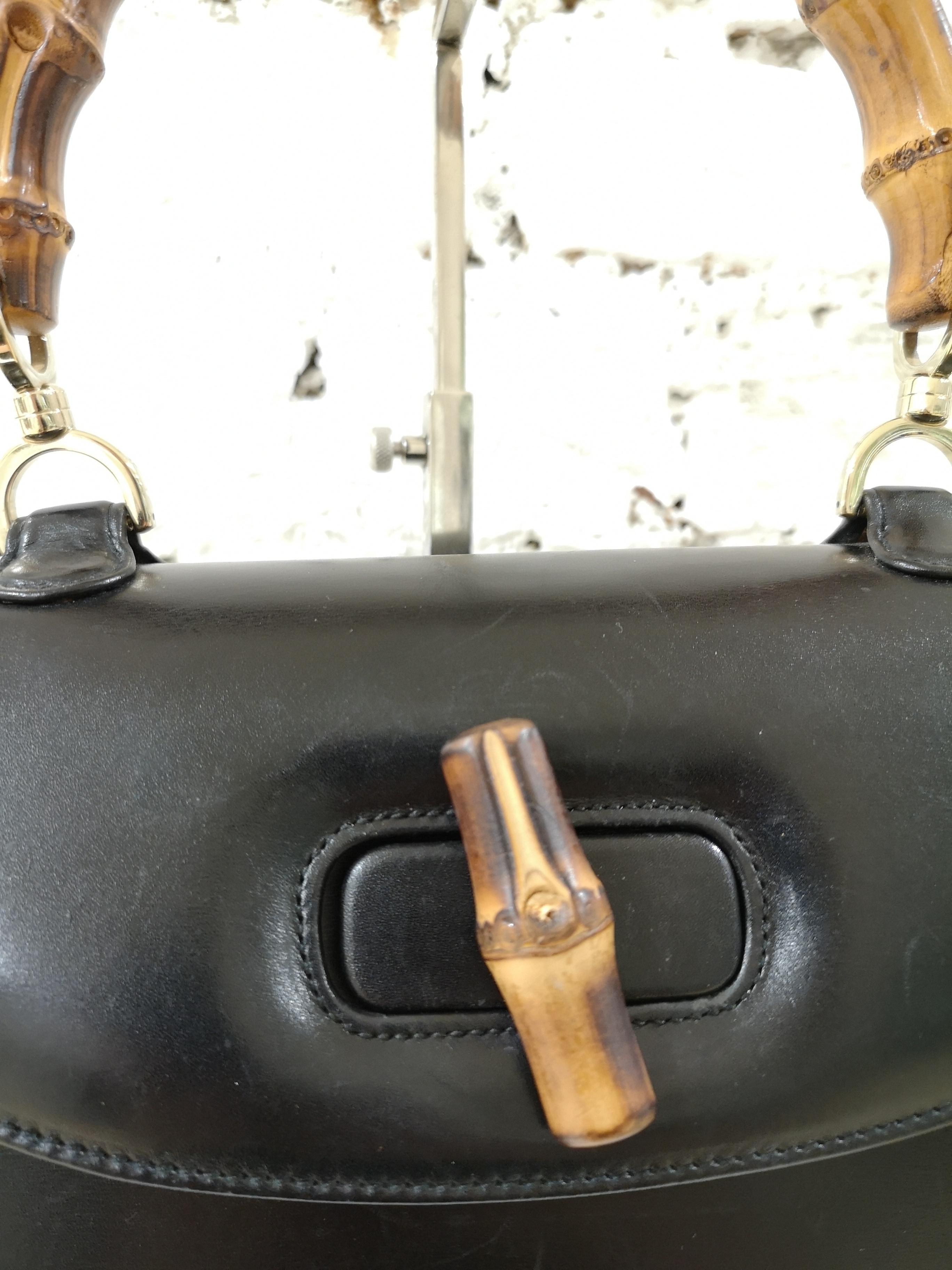 Gucci Black Leather Bamboo Bag 6