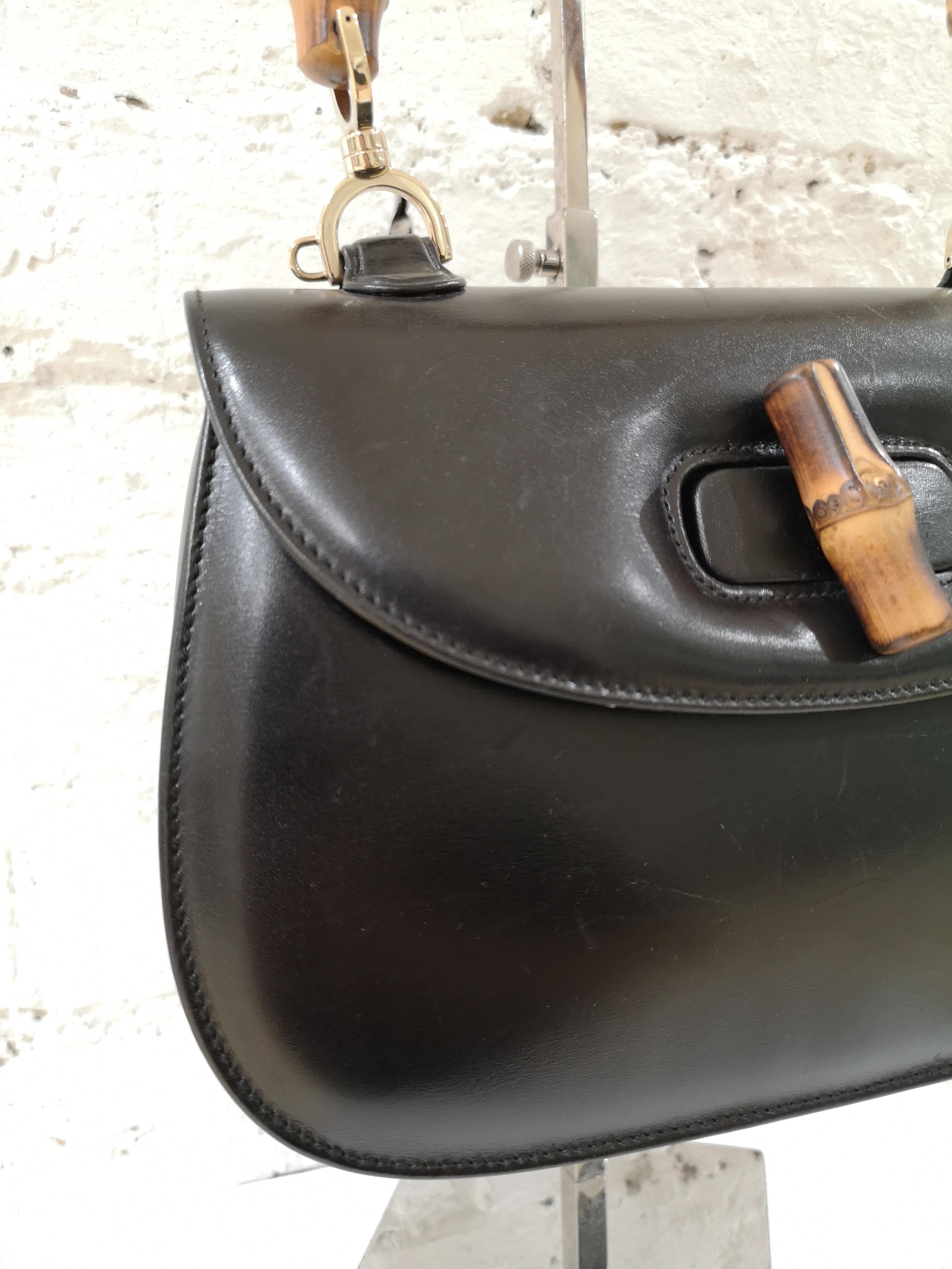 Gucci Black Leather Bamboo Bag 9