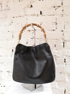 Gucci Black Leather Bamboo bag at 1stDibs | black leather gucci bag with  bamboo handle