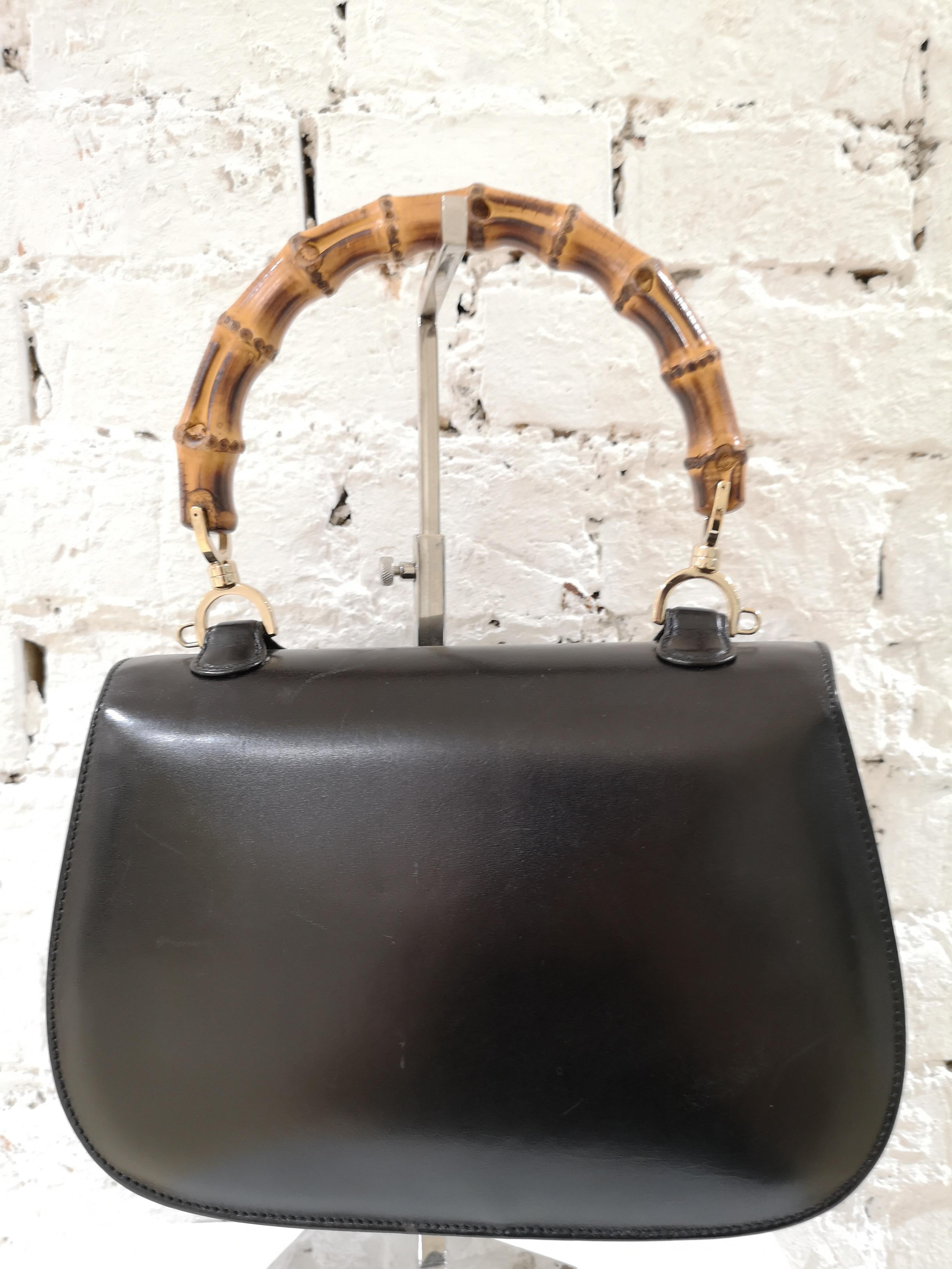 Gucci Black Leather Bamboo Bag In Excellent Condition In Capri, IT