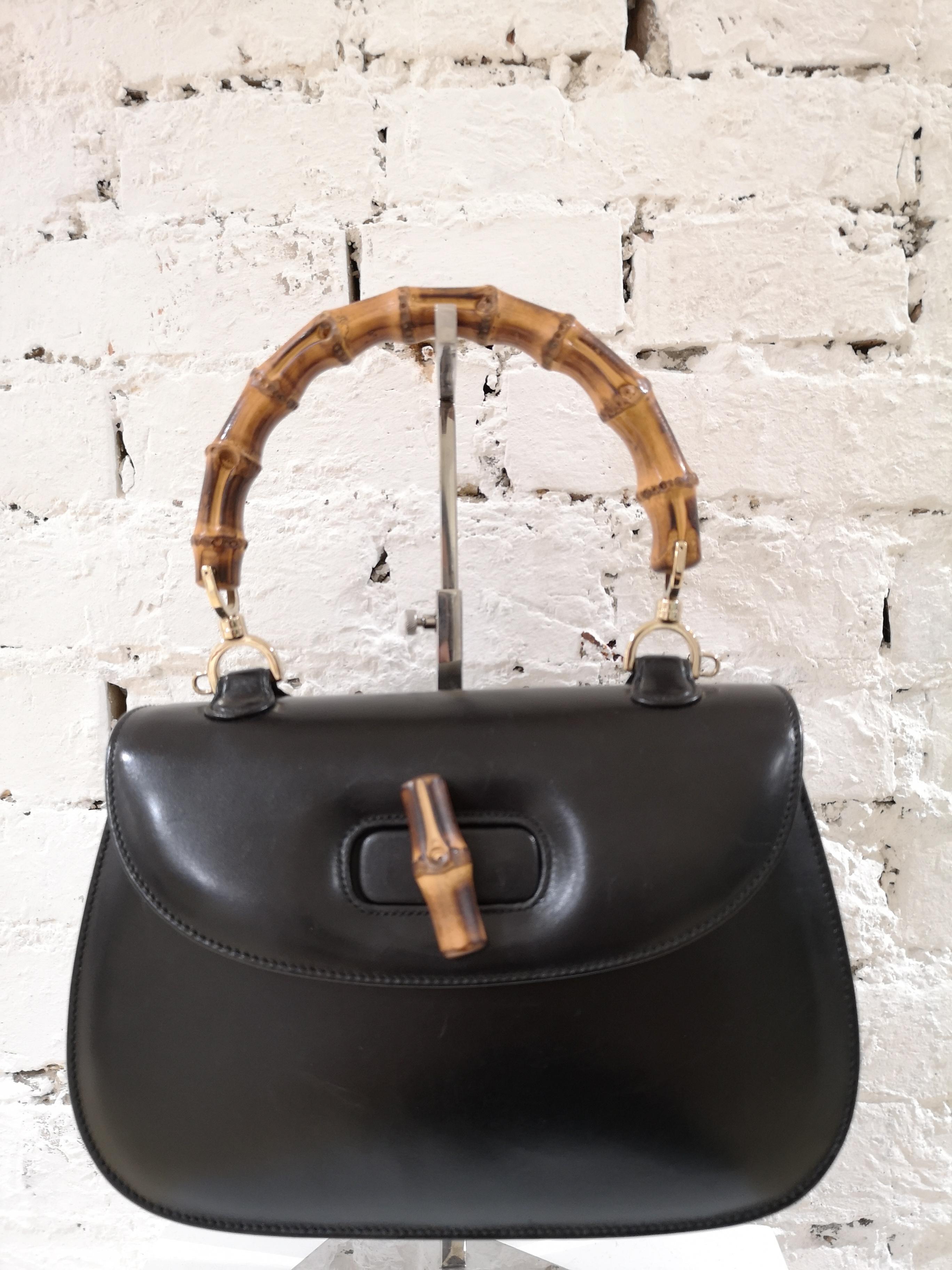 Gucci Black Leather Bamboo Bag 4