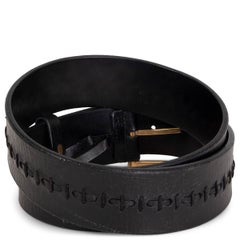 GUCCI black leather BAMBOO BUCKLE Belt 90