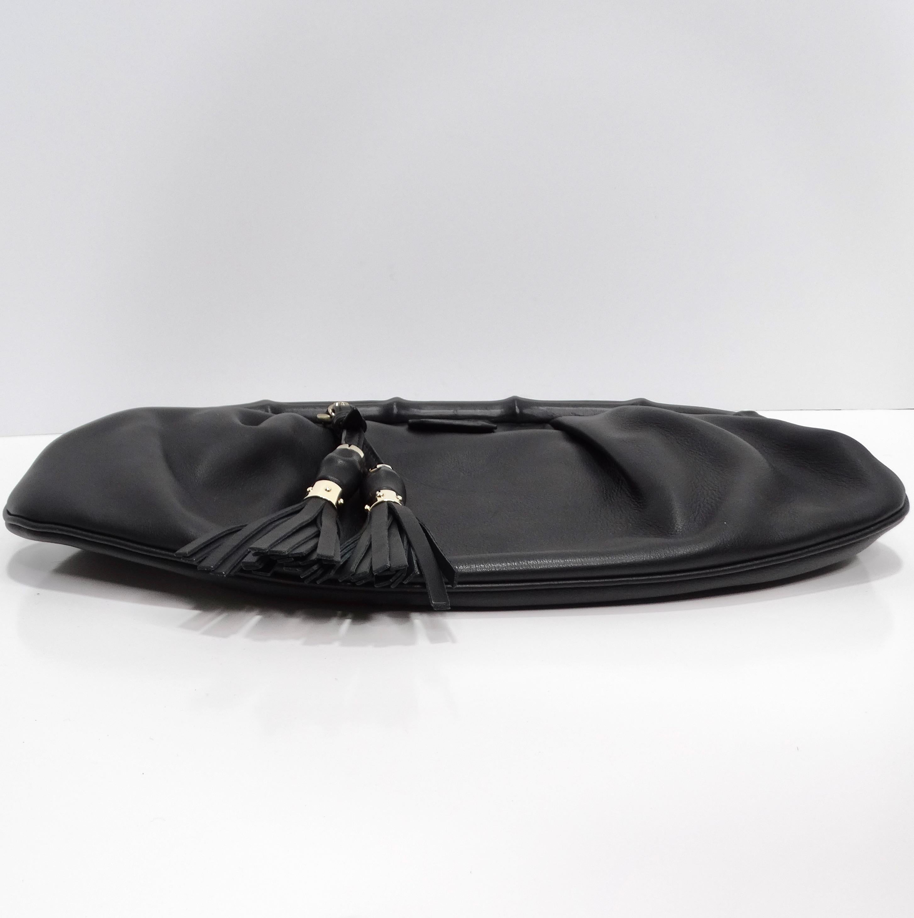 Gucci Black Leather Bamboo Clutch For Sale 1