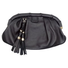 Used Gucci Black Leather Bamboo Clutch