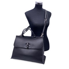 Gucci Black Leather Bamboo Daily Satchel Top Handle Bag