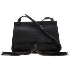 Gucci Black Leather Bamboo Daily Tassel Shoulder Bag
