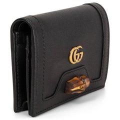 GUCCI black leather BAMBOO DETAIL MINI Wallet