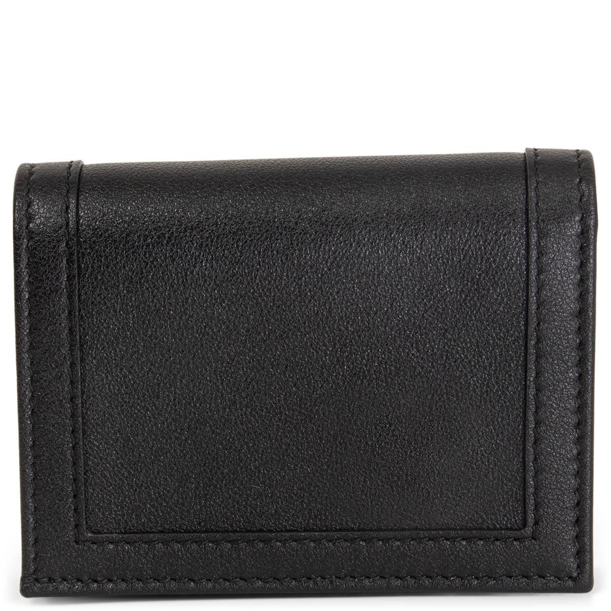 GUCCI BAMBOO DETAIL MINI Portemonnaie aus schwarzem Leder (Schwarz)