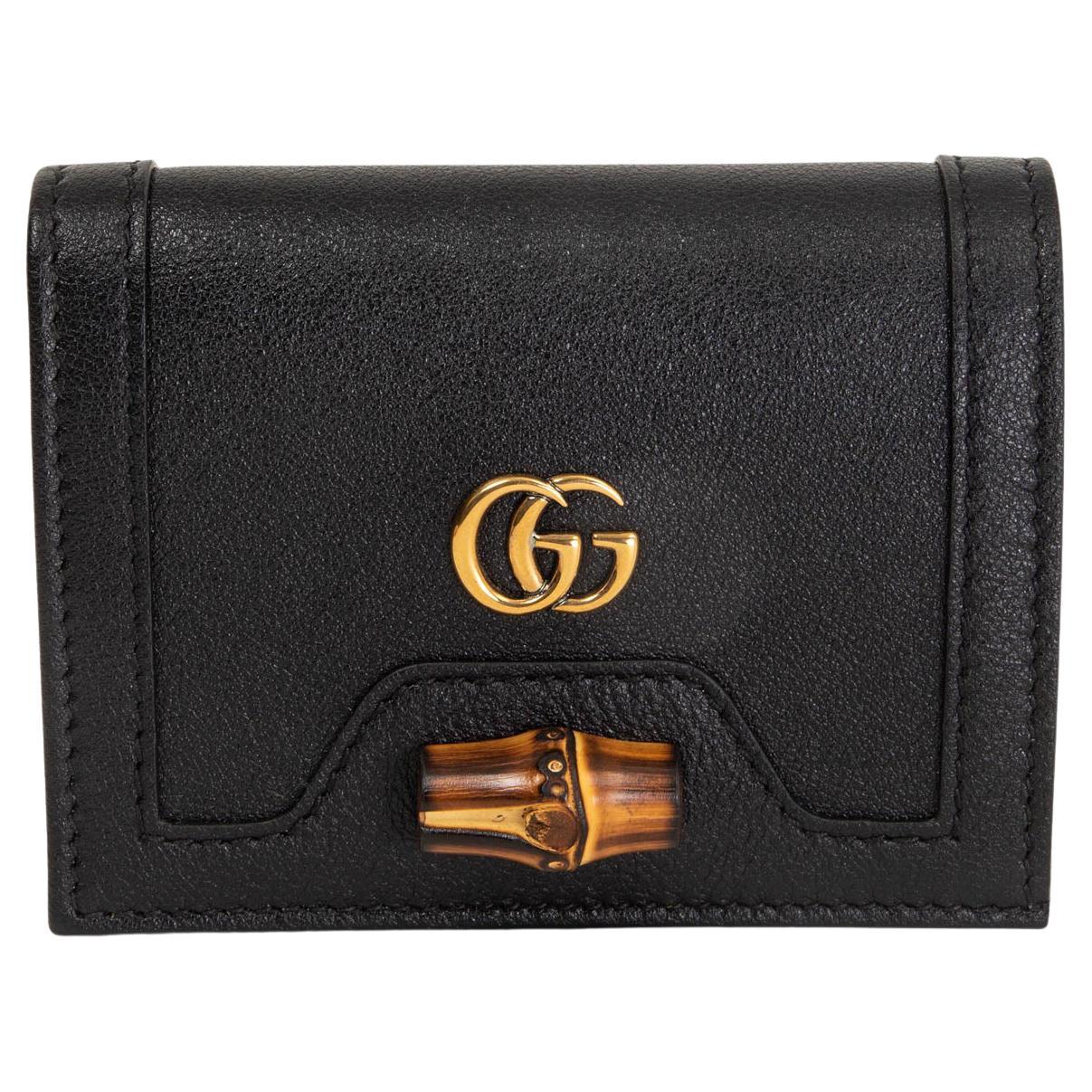 GUCCI black leather BAMBOO DETAIL MINI Wallet
