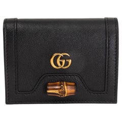 GUCCI BAMBOO DETAIL MINI Portemonnaie aus schwarzem Leder