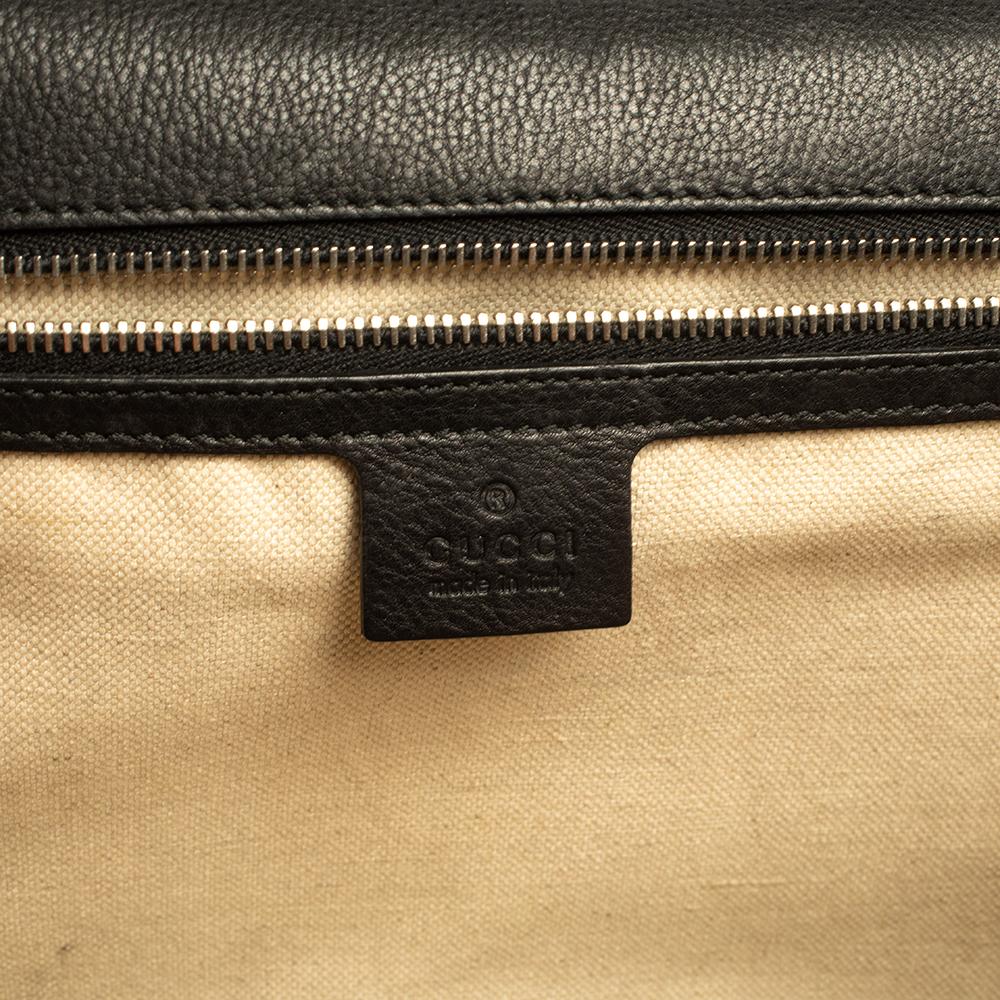 Gucci Black Leather Bamboo Handle Briefcase 3