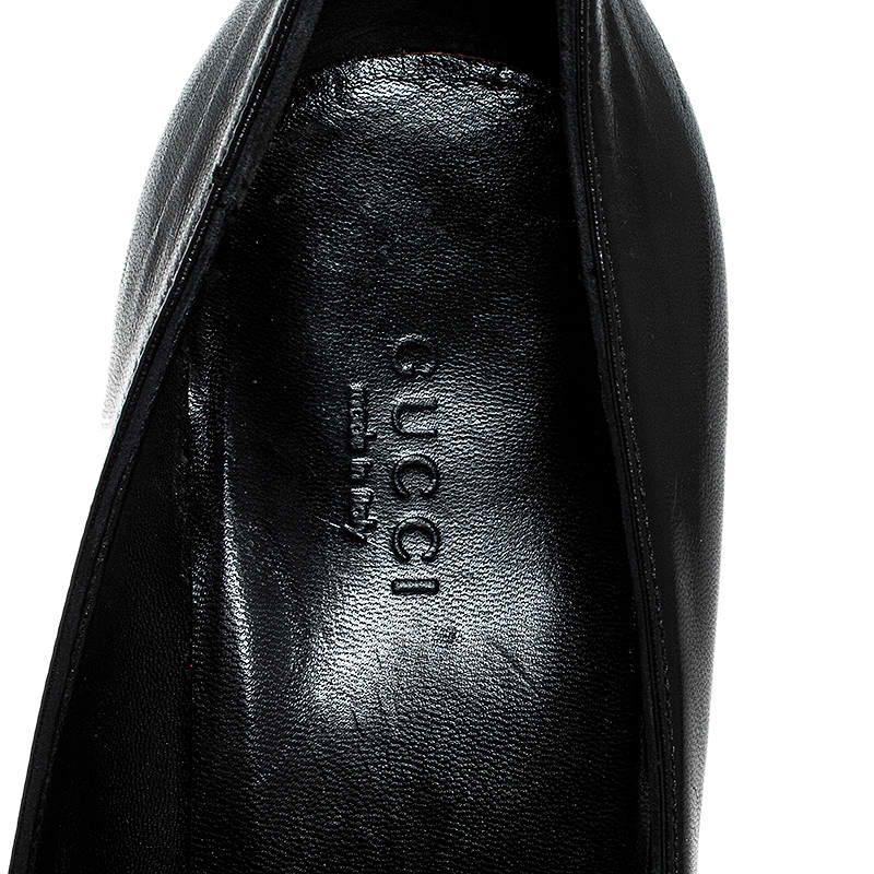 Gucci Black Leather Bamboo Heel Platform Pumps Size 37 3