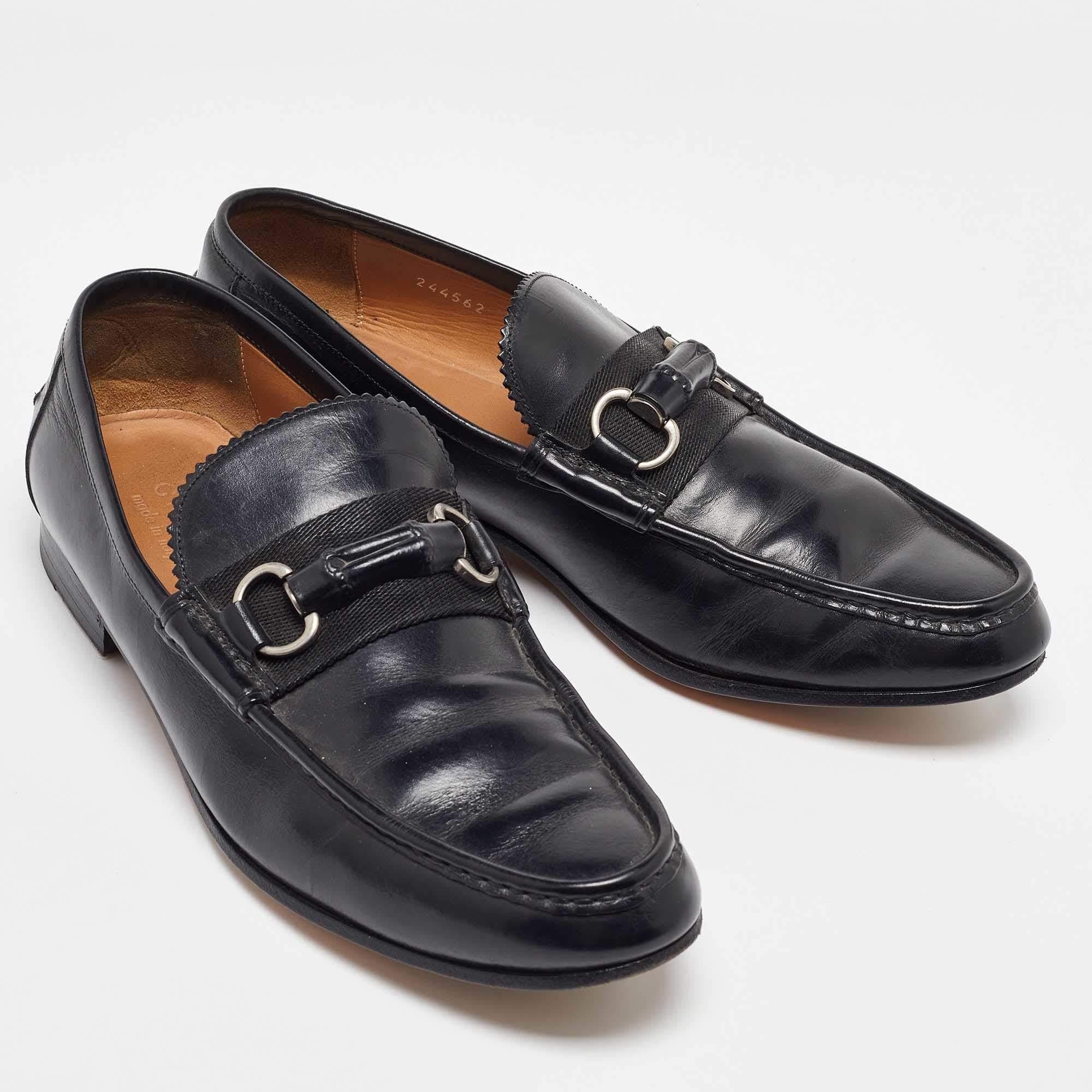 Gucci Mocassins à enfiler en cuir noir Bambou Taille 41.5 État moyen - En vente à Dubai, Al Qouz 2
