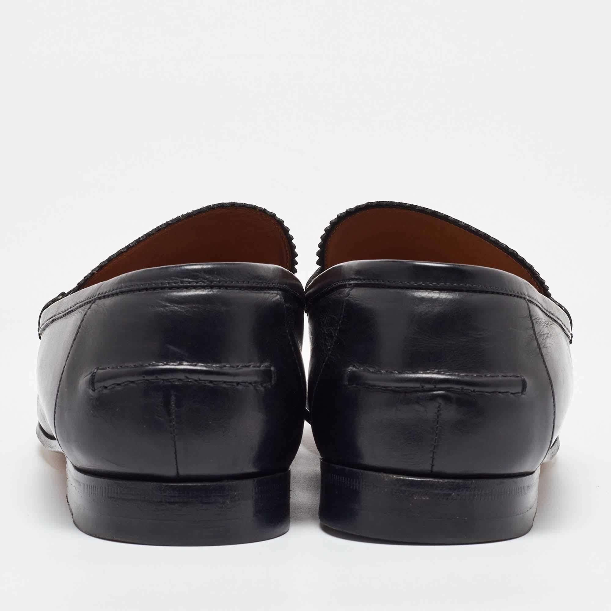 Gucci Mocassins à enfiler en cuir noir Bambou Taille 41.5 Pour hommes en vente
