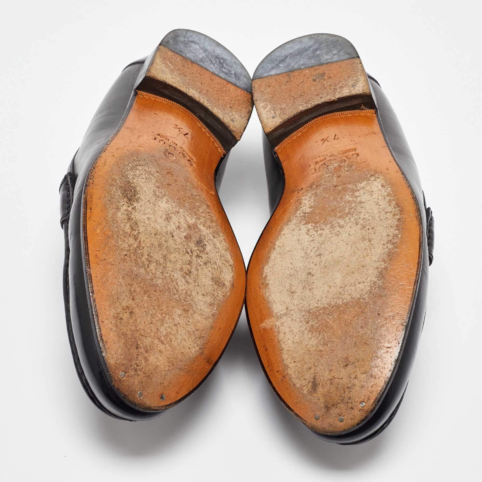 Gucci Mocassins à enfiler en cuir noir Bambou Taille 41.5 en vente 1