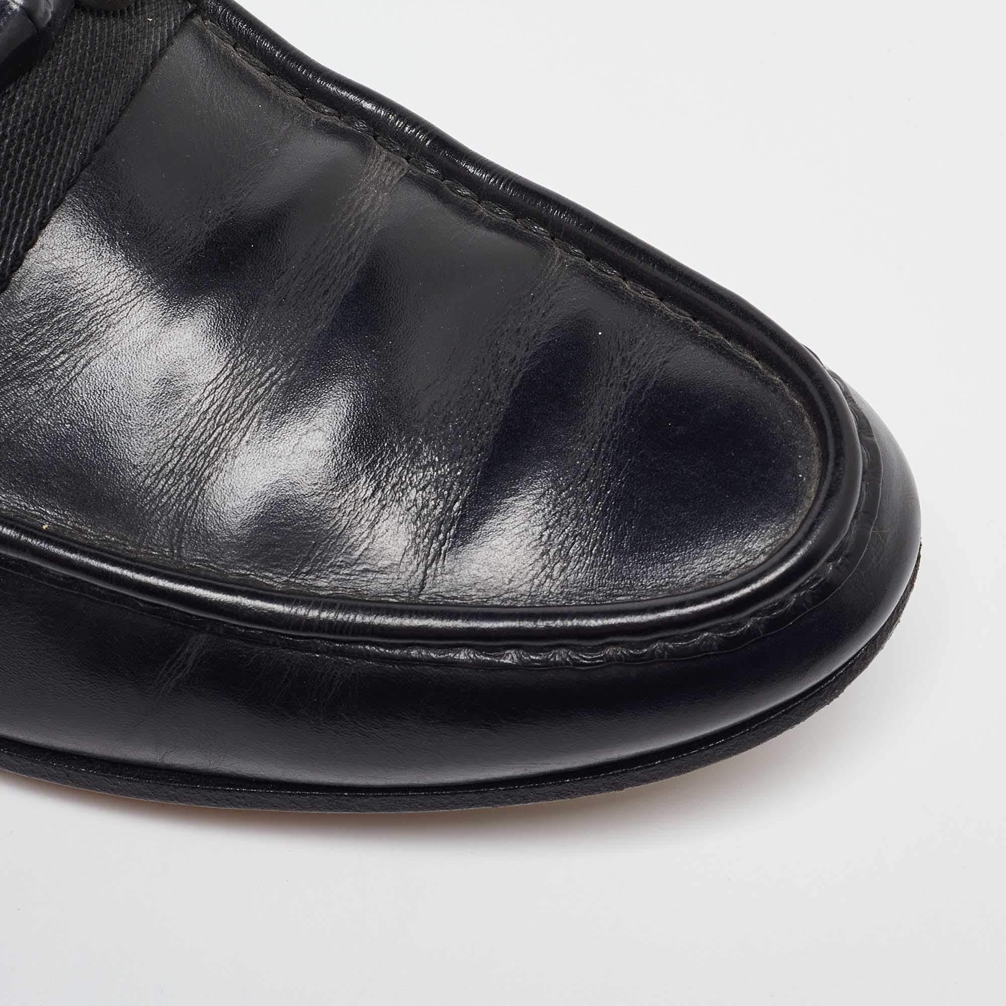 Gucci Mocassins à enfiler en cuir noir Bambou Taille 41.5 en vente 2