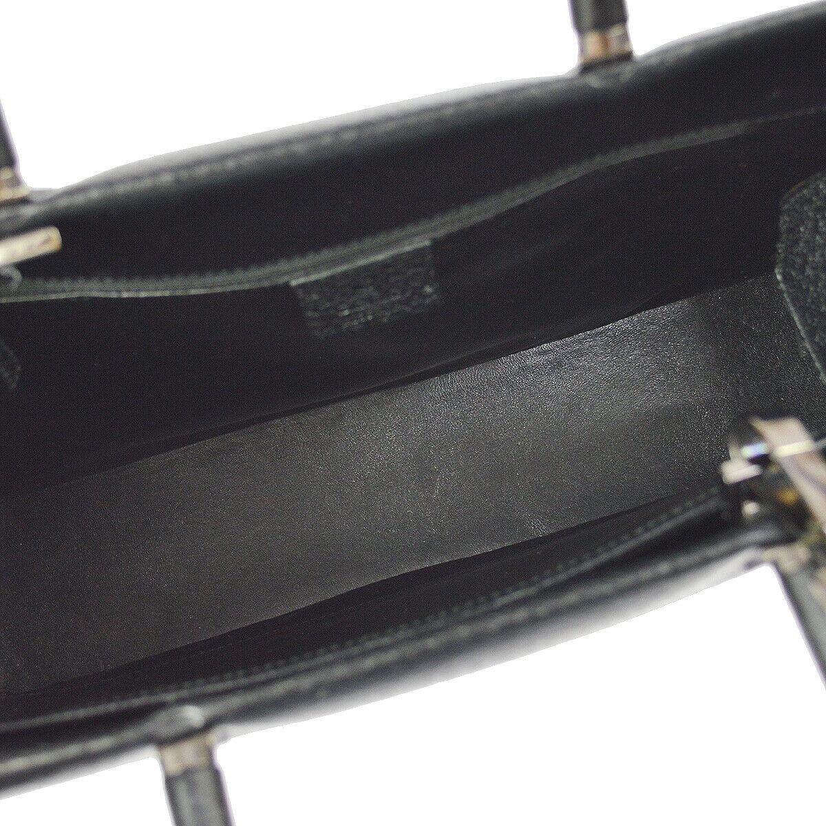 Gucci Black Leather Bamboo Large Top Handle Shopper CarryallShoulder Tote Bag  2