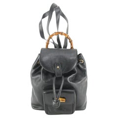 Gucci Schwarzer Leder-Bambus-Mini-Rucksack 95gk68s