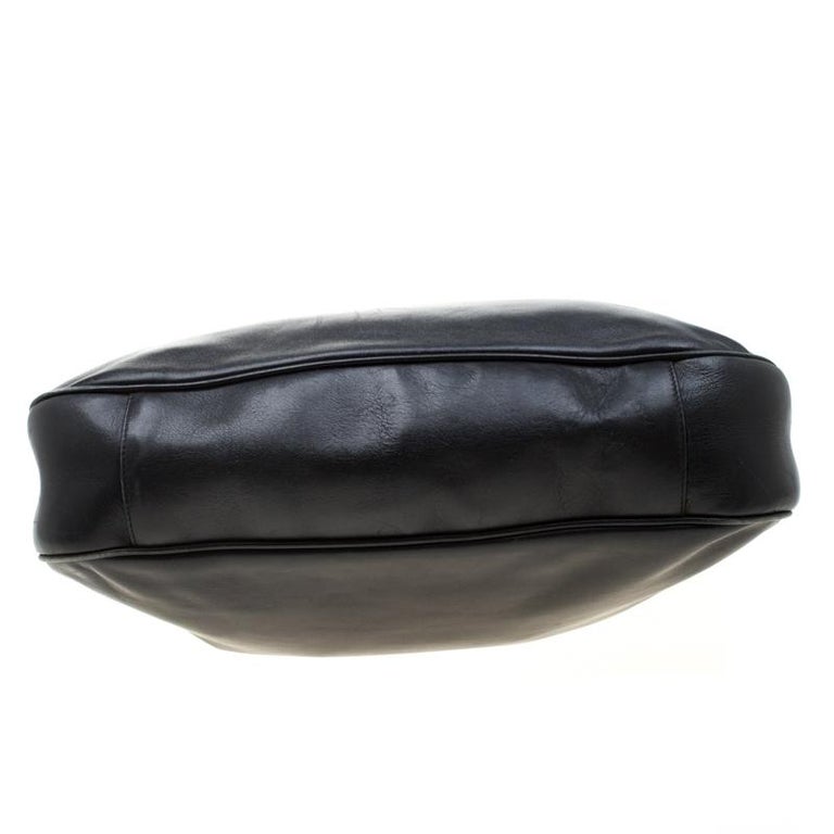 Gucci Black Leather Bamboo Shoulder Bag For Sale at 1stDibs