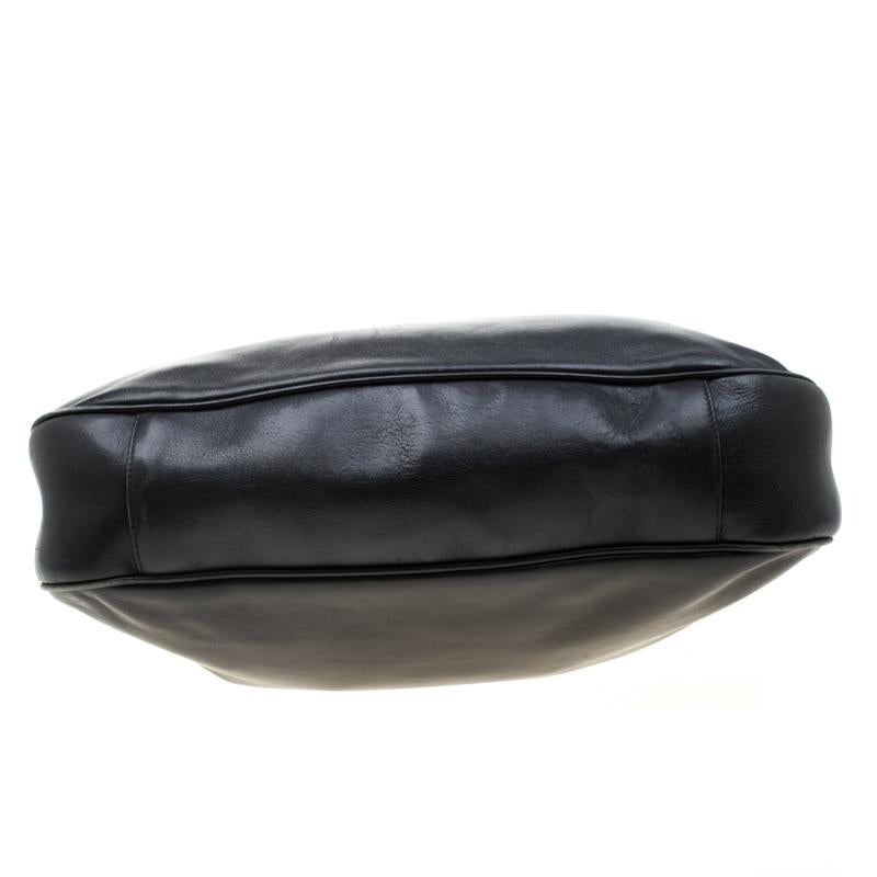 Women's Gucci Black Leather Bamboo Shoulder Bag
