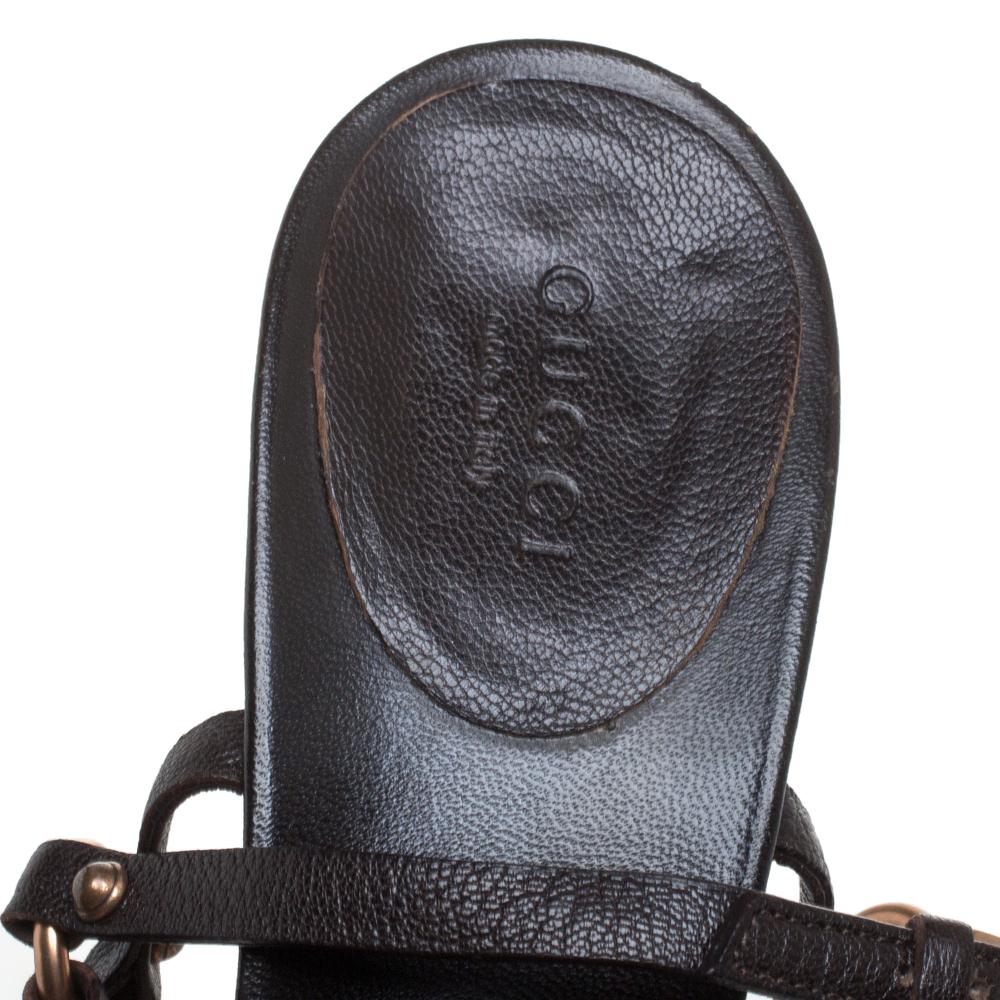 Gucci Black Leather Bamboo Tassel Open Toe Sandal Size 38.5 1