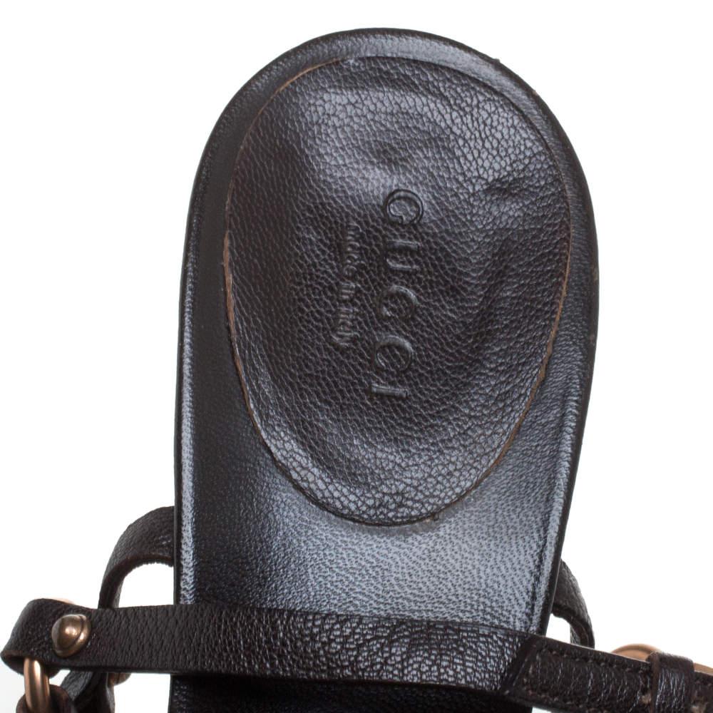 Gucci Black Leather Bamboo Tassel Open Toe Sandal Size 38.5 3