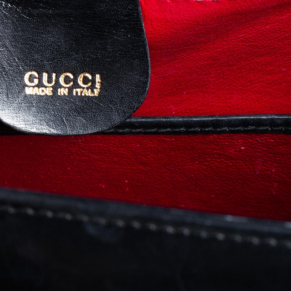 Gucci Borsa a manico superiore in pelle nera di bambù 5
