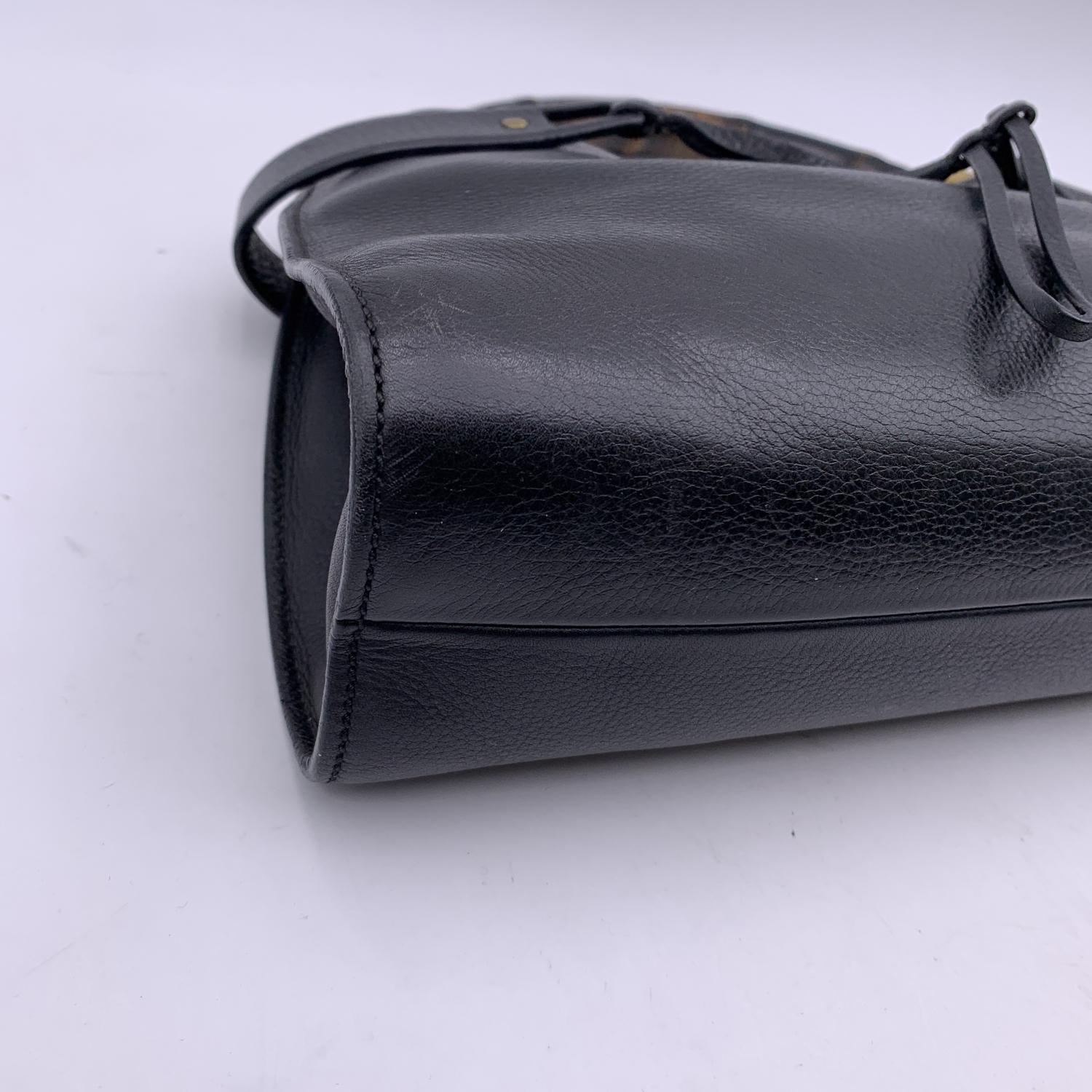 Gucci Black Leather Bamboo Tote Bag Handbag Satchel 6