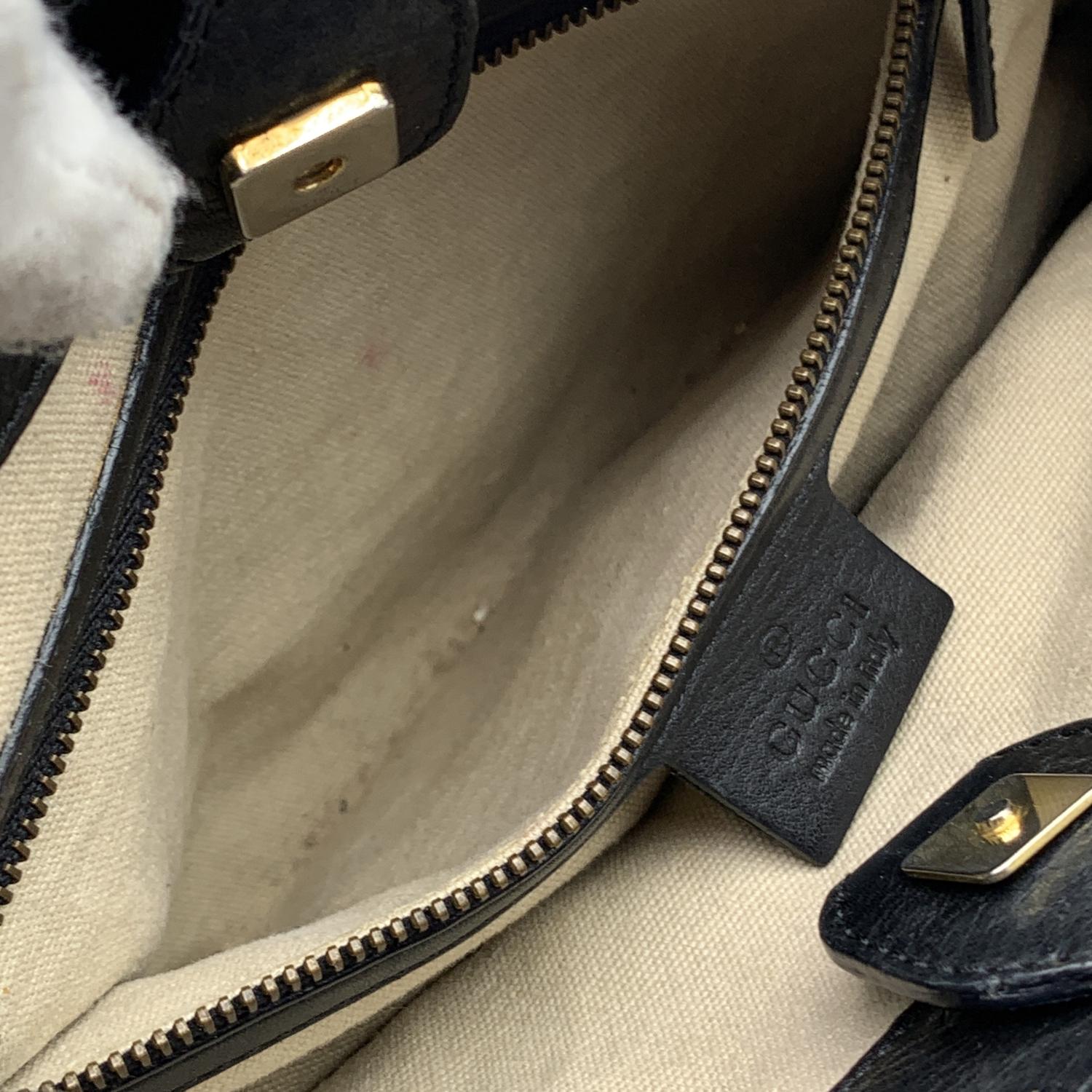 Gucci Black Leather Bamboo Tote Bag Handbag Satchel 8